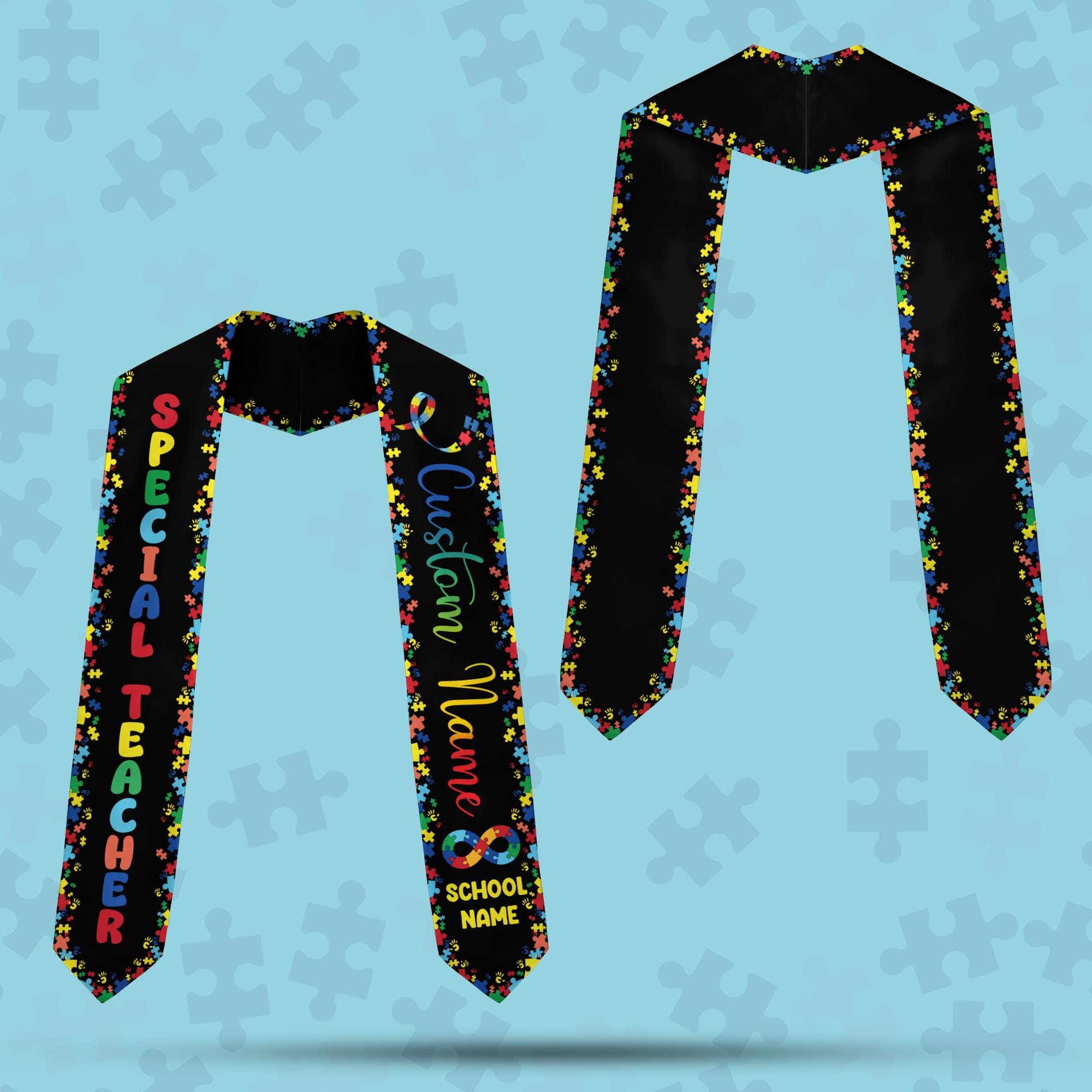 Autism Awareness Graduation Stole for Teacher, Personalized Special ...