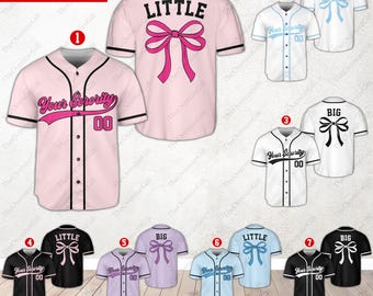 Personalizowana koszulka baseballowa Sorority, koszulka z niestandardowym numerem, koszulka siostrzana Sorority, koszulka Coquette Bow Big Little, koszulka College Sorority