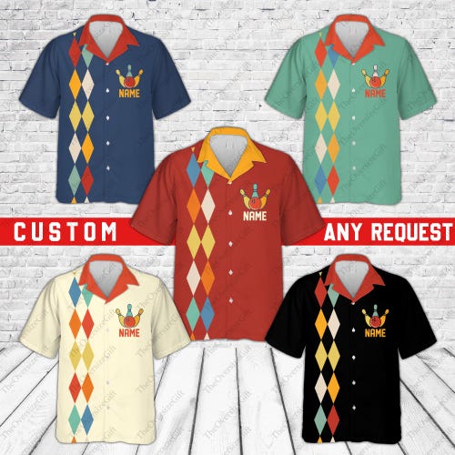 50s 60s Bowler's SHIRTS AND UNIFORM 鹿 Vintage 1960's “spooks” Cotton Germany Souvenir Military Bowling