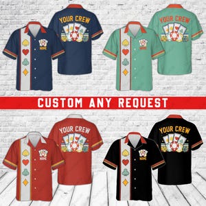 Camisa havaiana personalizada para festa de cassino, camisa com botões personalizada para equipe de pôquer, camisa retrô vintage para jogos de azar, presentes para jogadores de pôquer