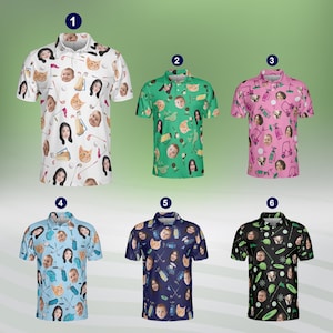 Custom Face Golf Polo Shirt, Personalized Pet, Kid, or Family Face Golf Polo, Funny Father’s Day Gift For Golfers, Gift For Dad, Husband