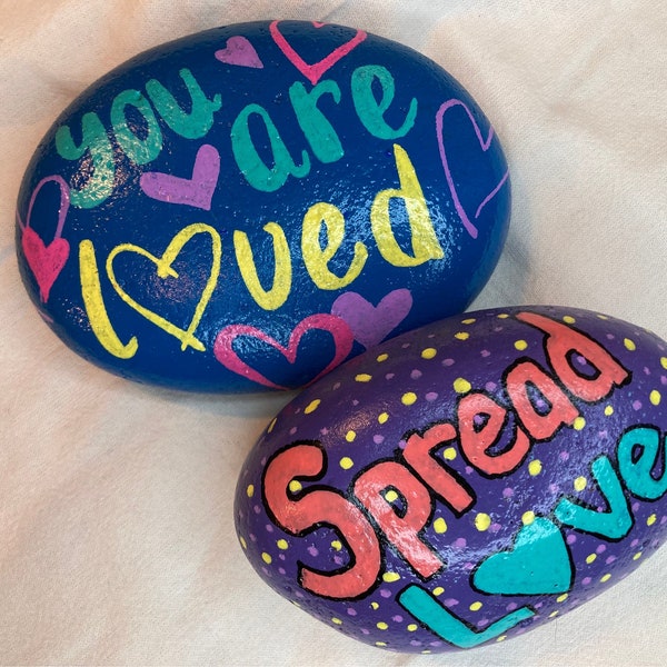 Hand Painted inspirational Happy Kindness Rocks