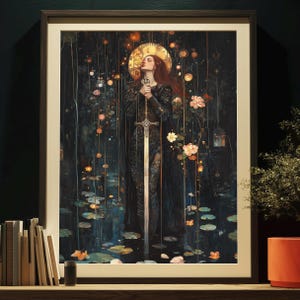 Lady of the Lake Art Print: Gothic Excalibur Fantasy (Digital Download)