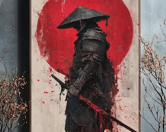 Samurai Warrior Art Print: Japanese Ink Painting (Digital Download)