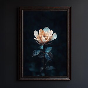 Dark Botanical Rose Wall Art | Moody Gothic Flower Print | Digital Download for Home Decor | Nature Inspired Gothic Wall Art