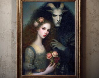 Gothic Beauty and the Beast Art Print | Dark Romance (Digital Download)