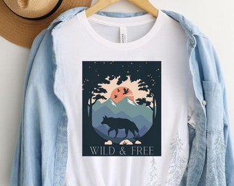 Wild and Free, Wolf Shirt, Lone Wolf Shirt, Cute Wolf Gift, Wolf Lover Shirt, Wolf Graphic Tee, Wolf Lover Gift, Wolf T-Shirt