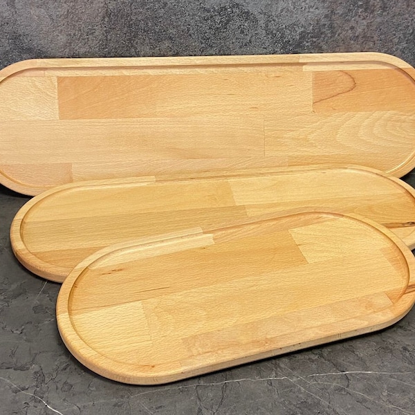 Oval Tray solidwood beech round edges various sizes natural oiled wood - suitable for most Nespresso coffee machines
