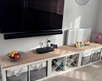 サンド仕上げオーク無垢材カラックス天板：3x2キューブユニットカバー