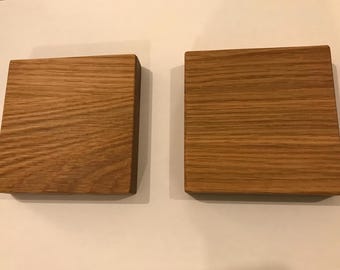 Wooden coaster 2 PACK 9cm square solidwood OAK 18mm thick natural oiled