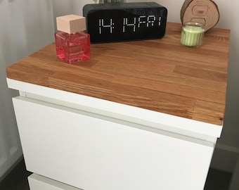 Solidwood OAK Block Wood Top Cover Panel for Ikea Malm Bedside 2 drawer unit
