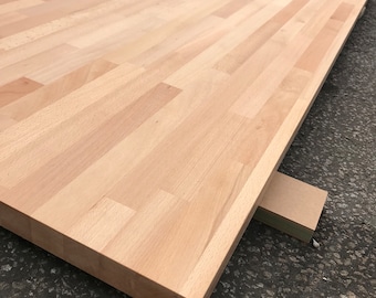 Solid Beech Wood Tabletop: Oiled Finish, Rounded Edges (82x16 1/8")