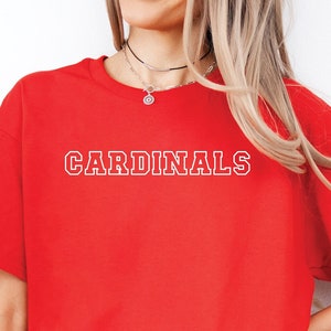Cardinals T-shirt,  Unisex Team Shirt, School Mascot Shirt, Game Day Shirt, Cardinals, School Spirit, Football Mascot Shirt, Baseball Shirt