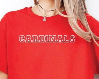 Cardinals T-shirt,  Unisex Team Shirt, School Mascot Shirt, Game Day Shirt, Cardinals, School Spirit, Football Mascot Shirt, Baseball Shirt