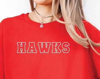 Hawks T-shirt,  Unisex Team Shirt, School Mascot Shirt, Game Day Shirt, Hawks, School Spirit, Football Shirt, Baseball Shirt, Team Gear