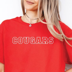 Cougars T-shirt,  Unisex Team Shirt, School Mascot Shirt, Game Day Shirt, Cougars, School Spirit, Football Shirt, Baseball Shirt, Team Gear