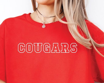 Cougars T-shirt,  Unisex Team Shirt, School Mascot Shirt, Game Day Shirt, Cougars, School Spirit, Football Shirt, Baseball Shirt, Team Gear