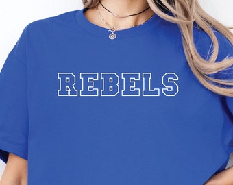 Rebels T-shirt,  Unisex Team Shirt, School Mascot Shirt, Game Day Shirt, Rebels, School Spirit, Football Shirt, Baseball Shirt, Team Gear