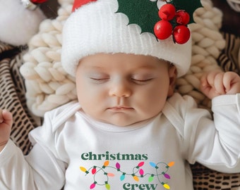 Christmas Crew Infant Bodysuit, NB-18M, Baby Christmas Shirt, Family Matching Outfit, Cousins Sibling Shirt, Long Sleeve Bodysuit