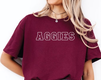 Aggies T-shirt,  Unisex Team Shirt, School Mascot Shirt, Game Day Shirt, Aggies, School Spirit, Football Shirt, Baseball Shirt, Team Gear