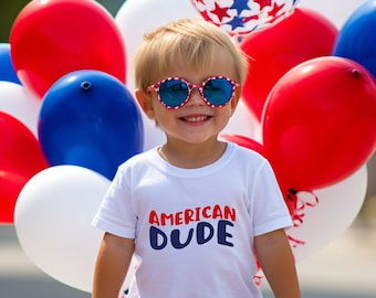 American Dude キッズ 独立記念日シャツ：赤、白、青の幼児用Tシャツ