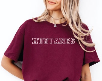 Mustangs T-shirt, Unisex Team Shirt, School Mascot Shirt, Game Day Shirt, Mustangs, School Spirit, Football Mascot Shirt, Baseball Shirt