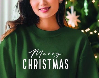 Women's Merry Christmas Sweatshirt, Gildan Midweight Softstyle Fleece, Christmas Holiday Sweater, Christmas Party, Winter Shirt