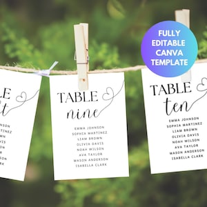Wedding Seating Chart Cards Heart Wedding Table Numbers Wedding Seating Chart Sign Wedding Seating Chart Template Table Seating Chart Cards