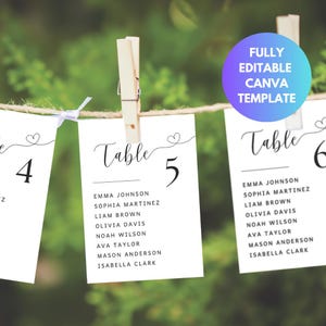 Wedding Seating Chart Cards Heart Wedding Table Numbers Wedding Seating Chart Sign Wedding Seating Chart Template Table Seating Chart Cards