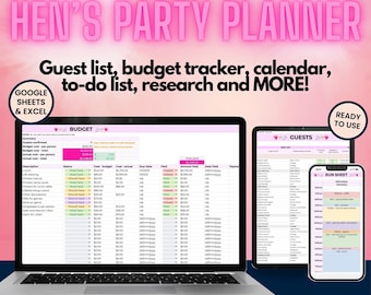 Sofortiger Download Hen's & Bachelorette Party Planer | Google Sheets und Excel
