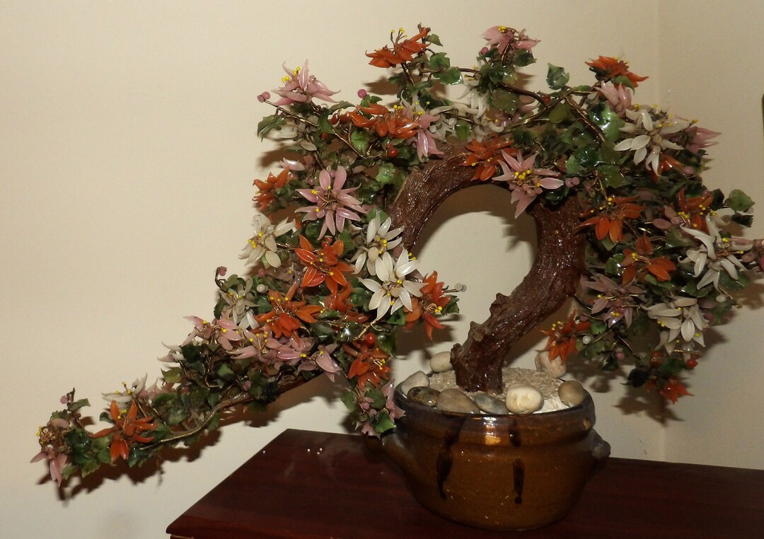 Vintage Asian Glass Bonsai Tree Etsy