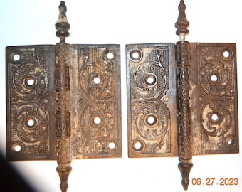 2 paia di cerniere antiche in ghisa