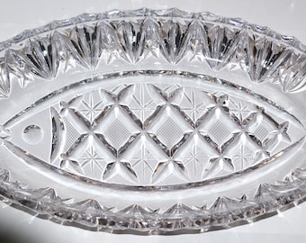 Vintage oval crystal serving dish