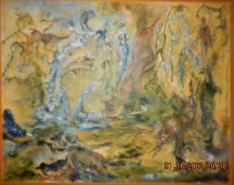 Vintage original painting religious theme style