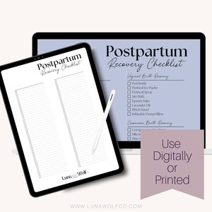 Postpartum Recovery Checklist Printable, Fourth Trimester Self Care ...