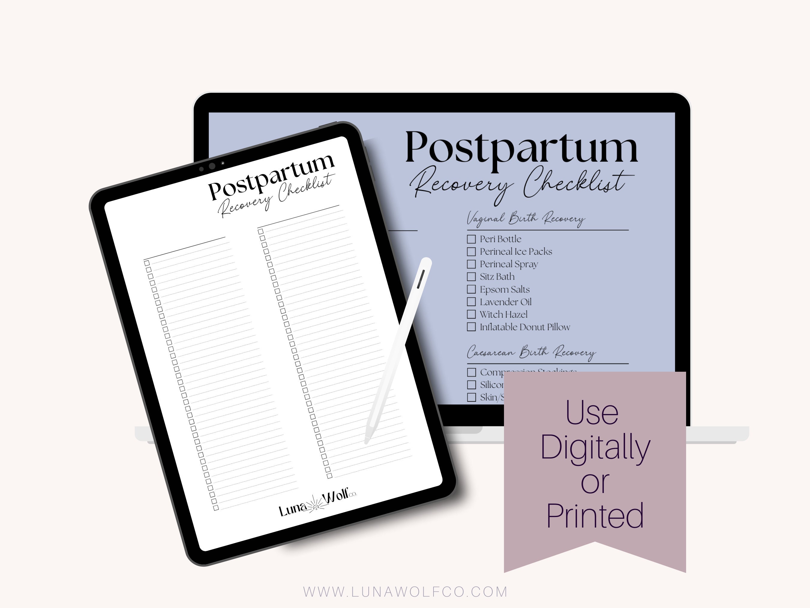 Postpartum Recovery Checklist Printable, Fourth Trimester Self Care ...