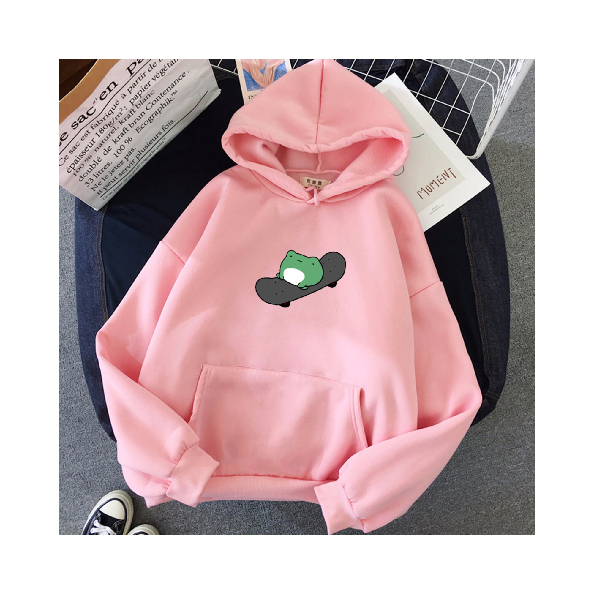 Skateboard Frog Hoodie Cute Hooded Sweatshirt Frog Hoodie Etsy Hong Kong