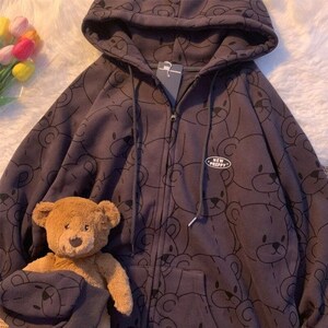 teddy bear zip hoodie