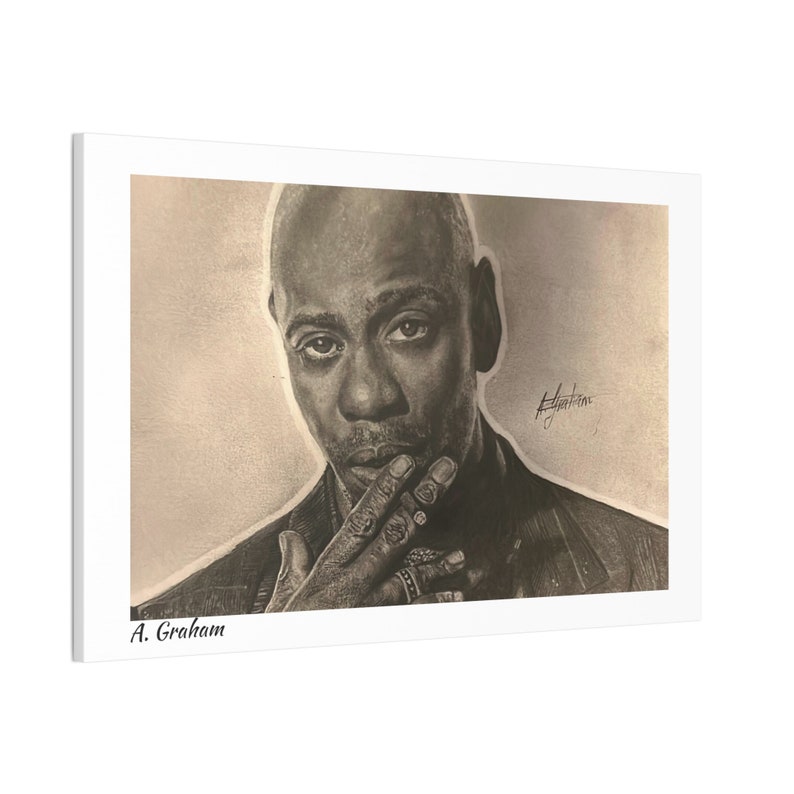 Hand Drawn Pencil Portrait Sketch of Dave Chappelle Canvas Stretched, 0