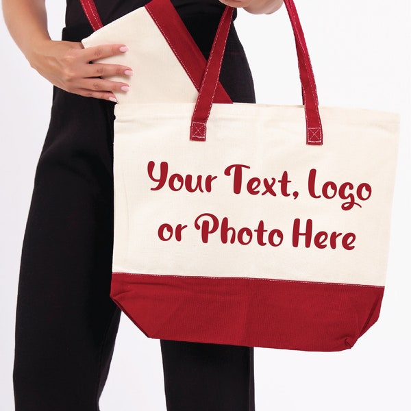 Custom Print Canvas Tote Bag - Wholesale Bulk Buy - Personalized with Logo Photo or Text - Event Shopping Bag