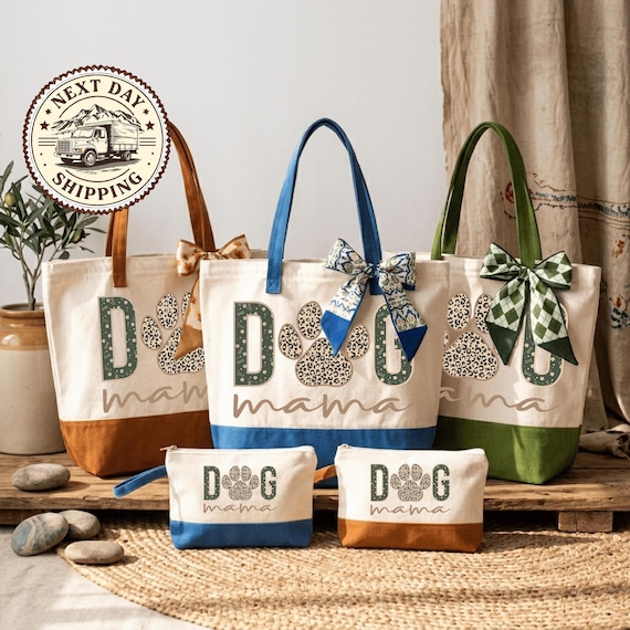 Dog Mom Tote Bag, Paw Print Gift for Pet Owners, Gift For Dog Mama, Dog Lover Gifts
