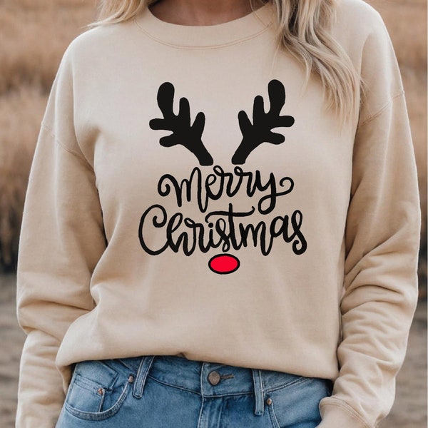 Christmas Sweatshirt, Reindeer Christmas Sweatshirt, Reindeer Shirt for Woman, Christmas Shirt for Mama, Cute Womens Christmas Sweatshirt