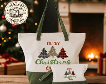 Vintage Christmas Tote Bag: Retro Holiday Canvas Shopping Bag, Nostalgic Xmas Tote, Festive Winter Market Tote