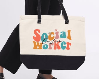 Custom Social Worker Tote Bag, Custom Social Worker Gift, Social Worker Personalized Tote Bag, School Social Work Gift, MSW Grad Present