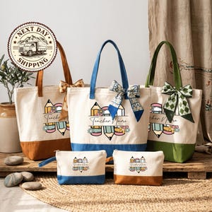 Personalized Teacher Tote Bag, Canvas Inspirational Teacher Gift Tote, Classroom Essentials Bag, Back to School Teacher Tote
