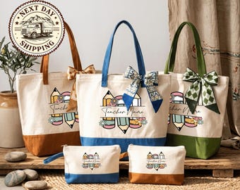 Personalized Teacher Tote Bag, Canvas Inspirational Teacher Gift Tote, Classroom Essentials Bag, Back to School Teacher Tote
