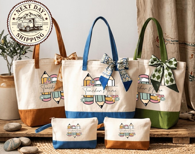 Personalized Teacher Tote Bag, Canvas Inspirational Teacher Gift Tote, Classroom Essentials Bag, Back to School Teacher Tote