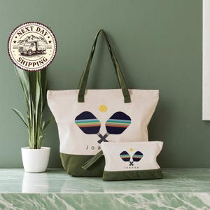 Personalized Pickleball Tote Bag, Custom Canvas Sports Bag, Gift For Pickleball Lover, Pickleball Team Squad Bag