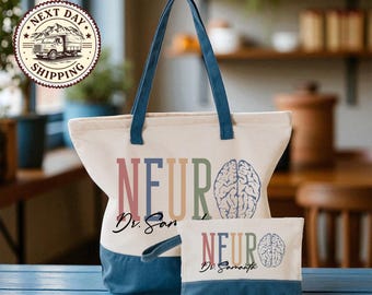Brain Anatomy Tote Bag, Neurology Neuro Scientist Gift, Neurology Work Tote, Neuro Tech Gift Bag