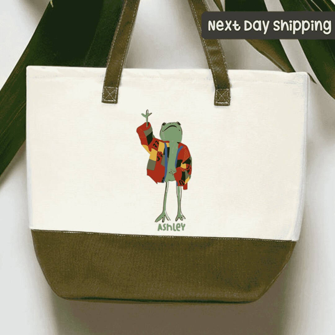 Funny Lonely Frog Tote Bag, Frog Toad Lover Gift, Cute Retro Frog Tote